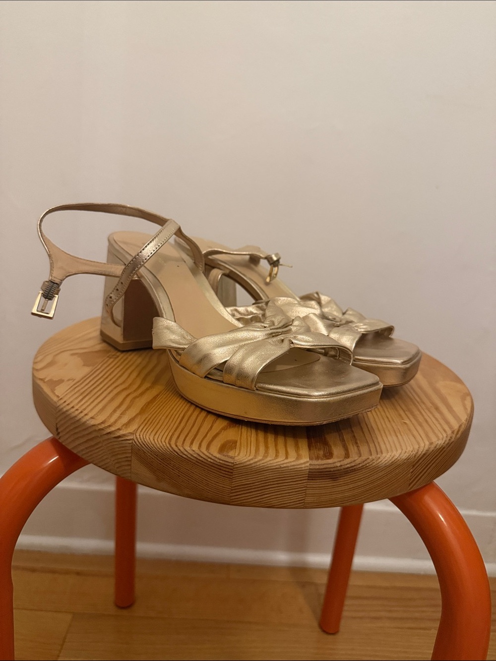 Reformation Gold Platform Slingback Sandals